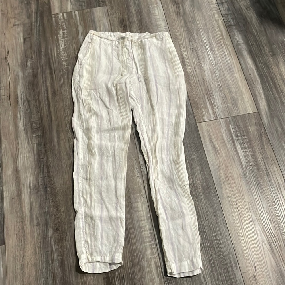 CP Shades white striped Hampton linen pant XS